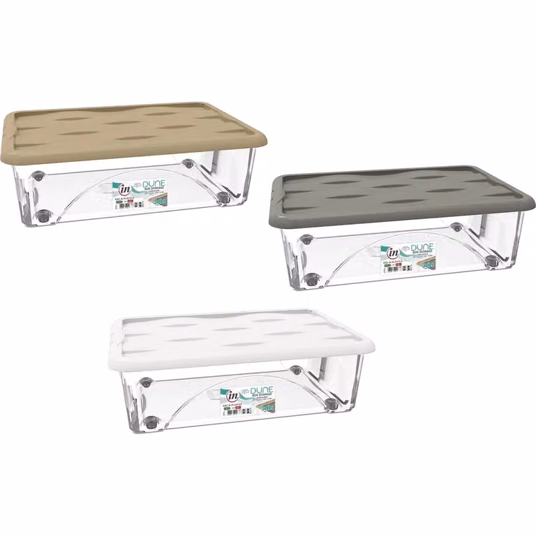 Contenitore Multiuso Storage Box Dune RECA PLAST con ruote e coperchio, Multicolore, 30 litri, H: 18 cm, L: 60 cm, P: 40 cm
