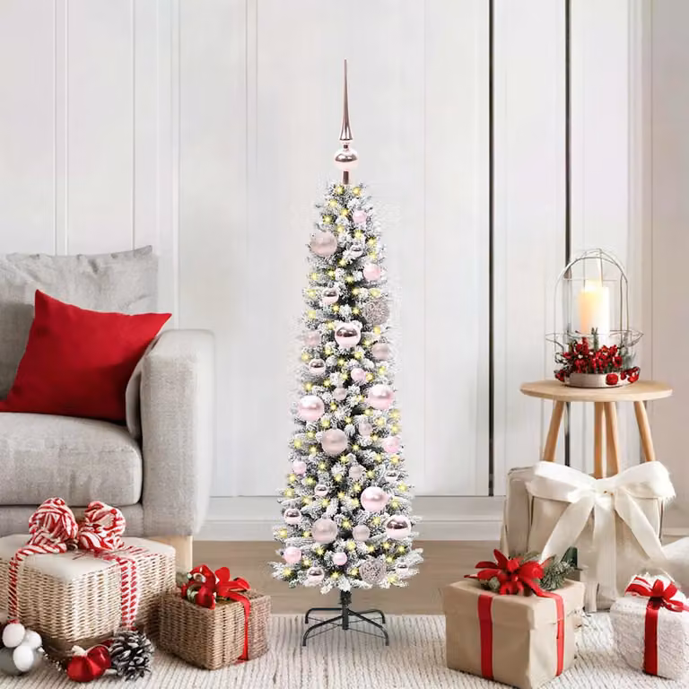 Albero di Natale artificiale vidaXL bianco con luci LED bianco caldo e alimentazione USB, Altezza: 120 cm