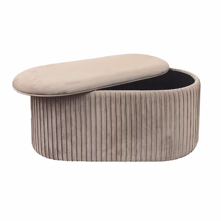 Vestiamo Casa - Pouf Contenitore in Velluto Beige - H 40 x L 80 x P 40 cm