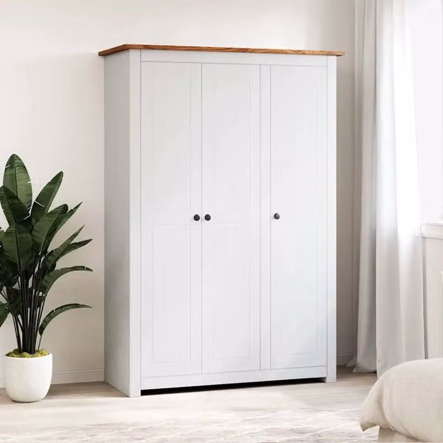 vidaXL Armadio a 3 Ante Moderno in Legno e MDF Bianco e Marrone L/P/H: 118 x 50 x 171,5 cm