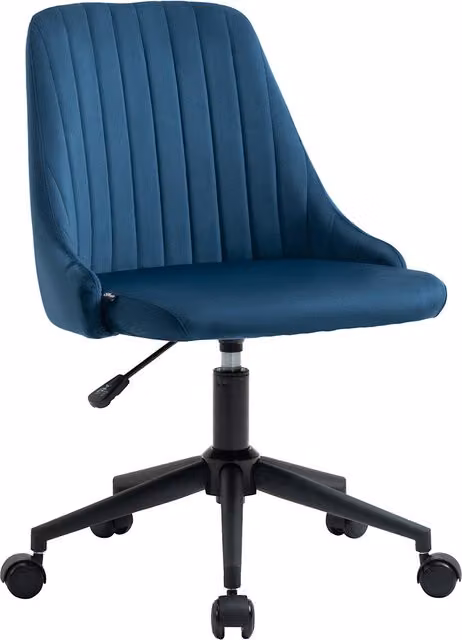 Sedia da ufficio ergonomica Vinsetto con rotelle e altezza regolabile in tessuto effetto velluto blu
