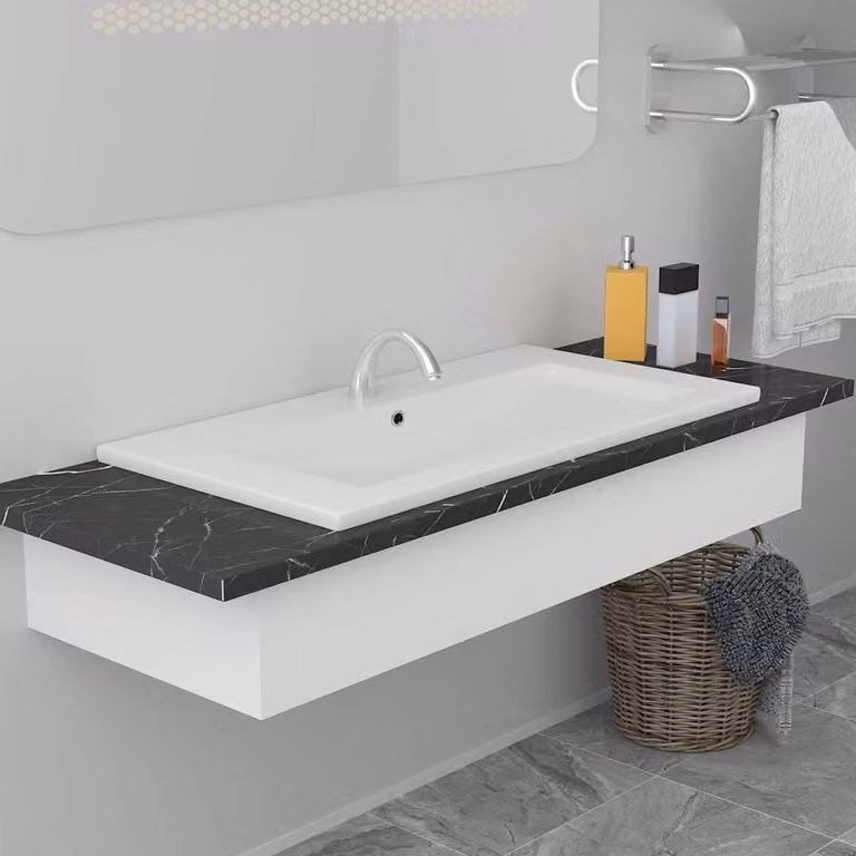 Lavabo da incasso rettangolare vidaXL in ceramica bianco L: 81 cm, P: 39,5 cm, H: 18,5 cm