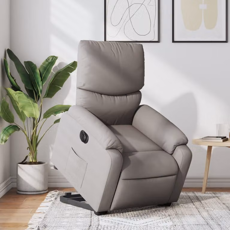 vidaXL Poltrona Alzapersona Elettrica Reclinabile con Assistenza Sollevamento in Tessuto e Finta Pelle Beige o Grigia
