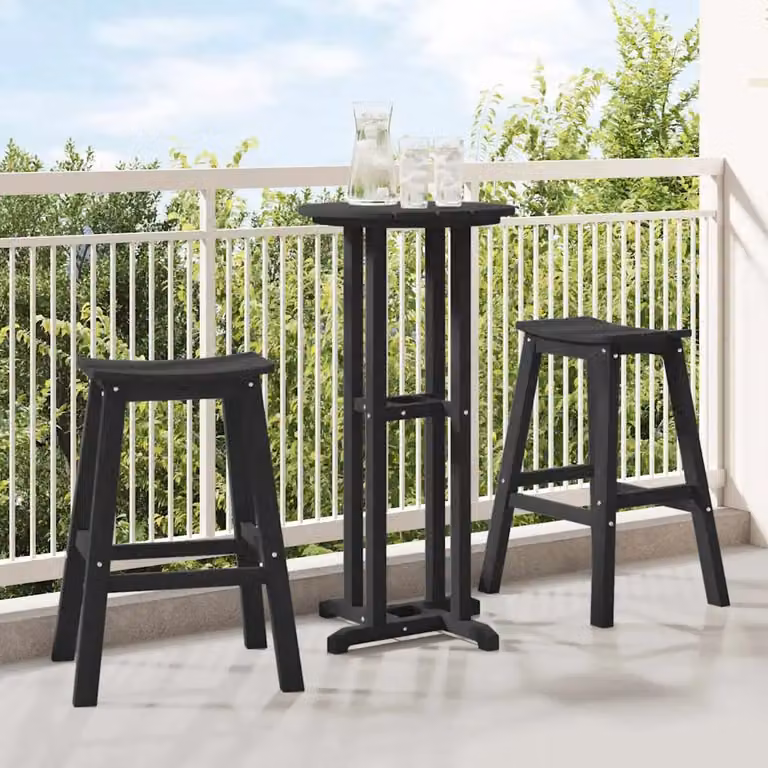 Set di 2 sgabelli da bar vidaXL neri in plastica resistente alle intemperie L/P/H: 52 x 43 x 73,5 cm