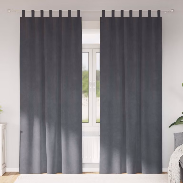 Set di 2 tende oscuranti vidaXL in velluto grigio, L: 140 cm, H: 225 cm