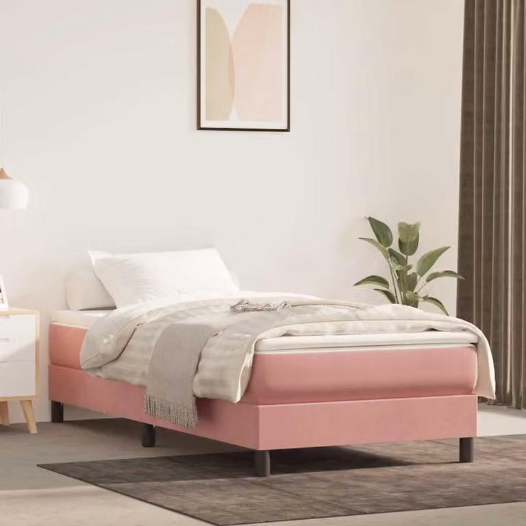 vidaXL Materasso Ibrido per Bambini in Velluto Rosa e Bianco, L 80 cm x P 160 cm