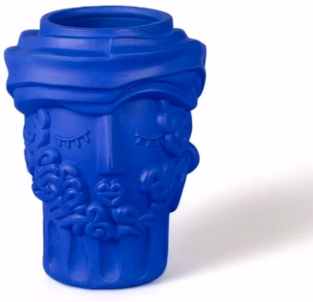 Vaso in terracotta Seletti Man Blue per tavoli, design moderno in ceramica