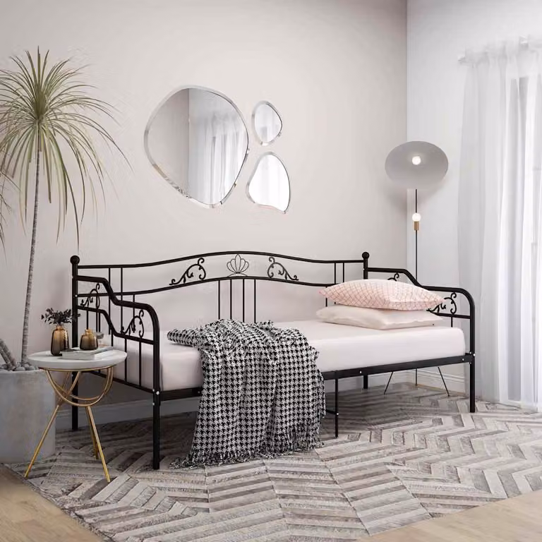 vidaXL Divano Letto Moderno con Telaio in Metallo e Rivestimento in Tessuto, L/P: 90 x 200 cm