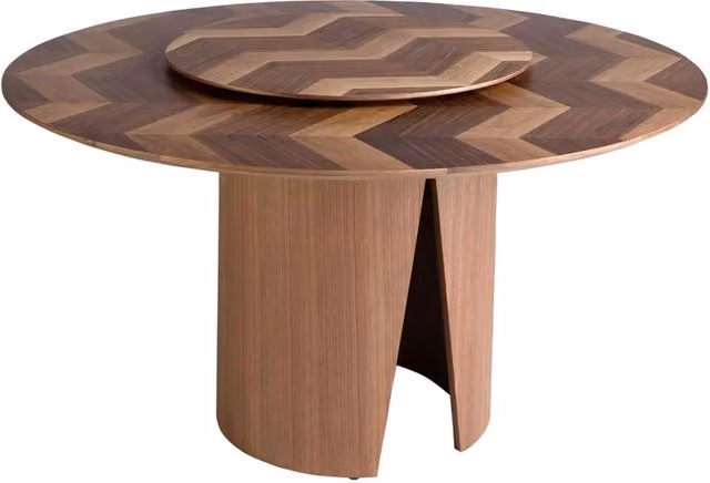 Tavolo da pranzo rotondo moderno Angel Cerda in legno color noce, Diametro: 150 cm, Altezza: 76 cm