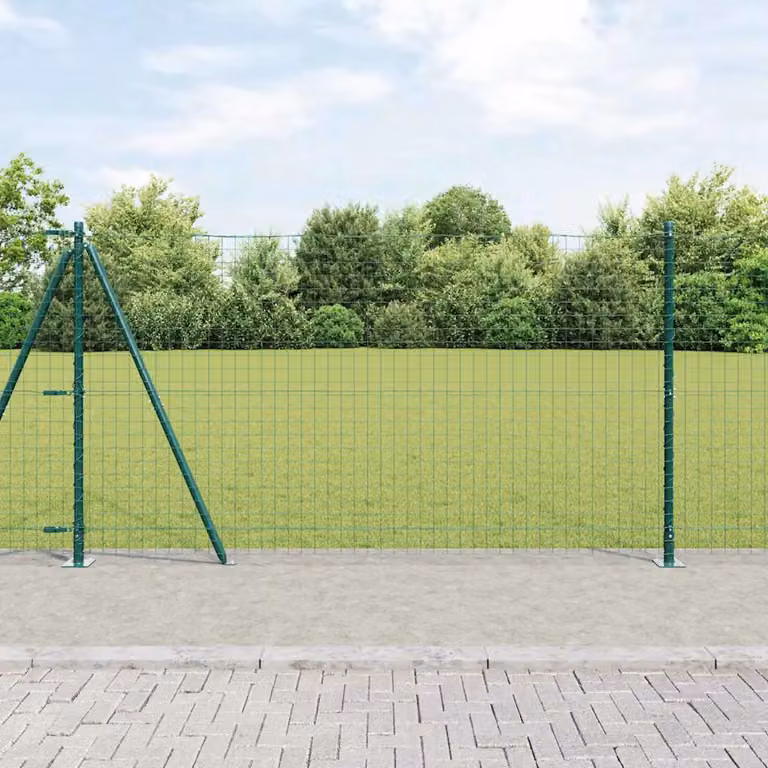 Set di 52 pali per recinzione vidaXL con base in cemento, colore verde e grigio, H x L x P: 150 x 3,2 x 3,2 cm