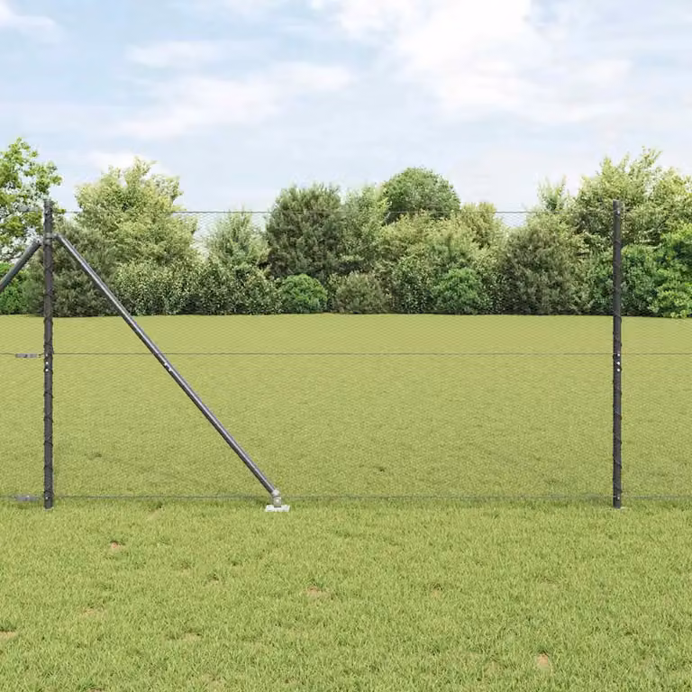Recinzione esagonale con palo vidaXL in acciaio e PVC, Grigio, L: 100 cm, H: 1,2 m