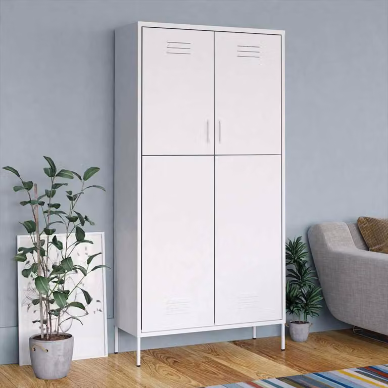 Armadio bianco vidaXL in metallo con ante a battente L/P/H: 90 x 50 x 180 cm
