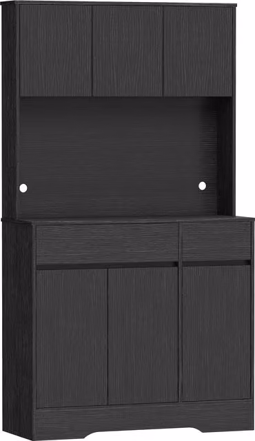 Credenza da cucina HOMCOM moderna con piano di lavoro, armadio alto con 6 ante e ripiani interni, Nero opaco