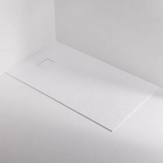 Piatto doccia rettangolare in resina SMC Taco Cuba effetto pietra colore bianco L: 120 cm, P: 90 cm
