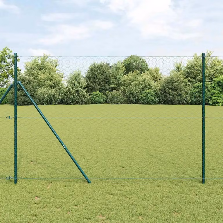 vidaXL Recinzione a rete esagonale in acciaio e PVC Verde 100 x 1,5 m