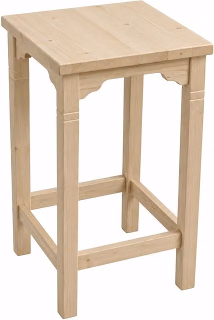 Tavolino bar alto quadrato in legno di abete grezzo Mobili 2G L/P/H: 55 x 55 x 105 cm