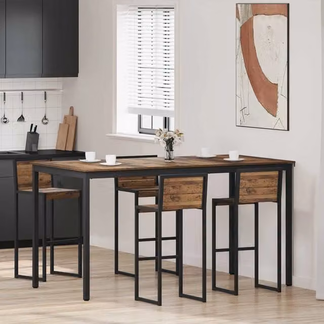 Tavolo da pranzo rettangolare moderno vidaXL in legno e metallo, nero e marrone