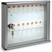Bacheca chiavi Alubox con 16 ganci in metallo argento metallizzato L: 30 cm, H: 25 cm, P: 5 cm