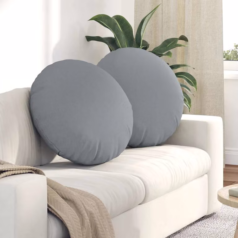 Set di 2 cuscini per seduta rotondi vidaXL in tessuto grigio, Ø 80 cm x H 29 cm