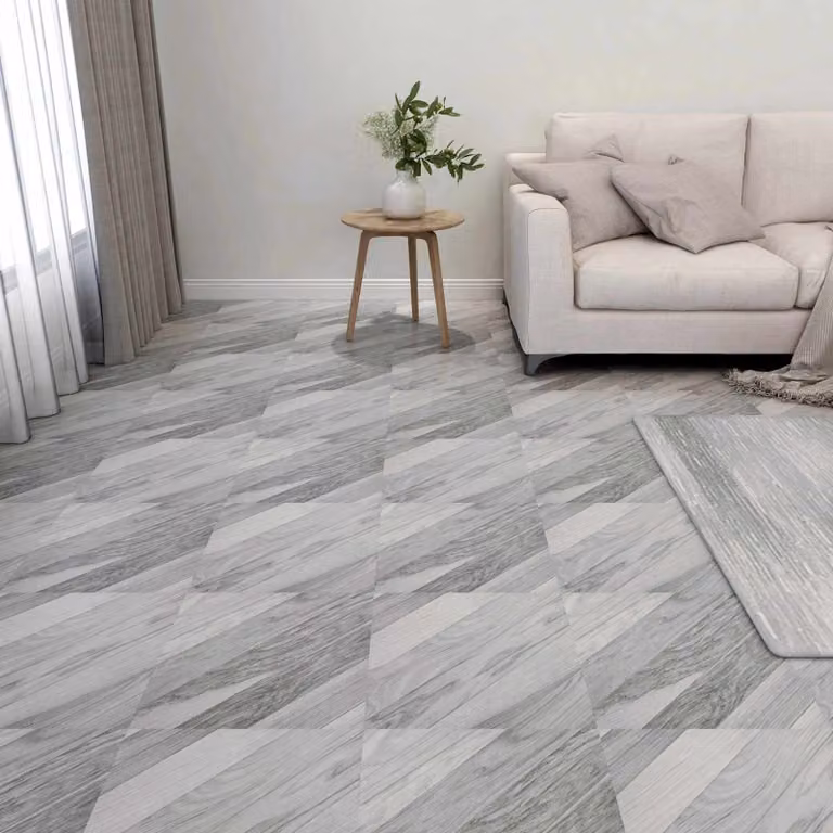 Tavole per pavimenti autoadesive vidaXL in PVC, stile moderno, colore grigio, 5,11 m² (55 pezzi)
