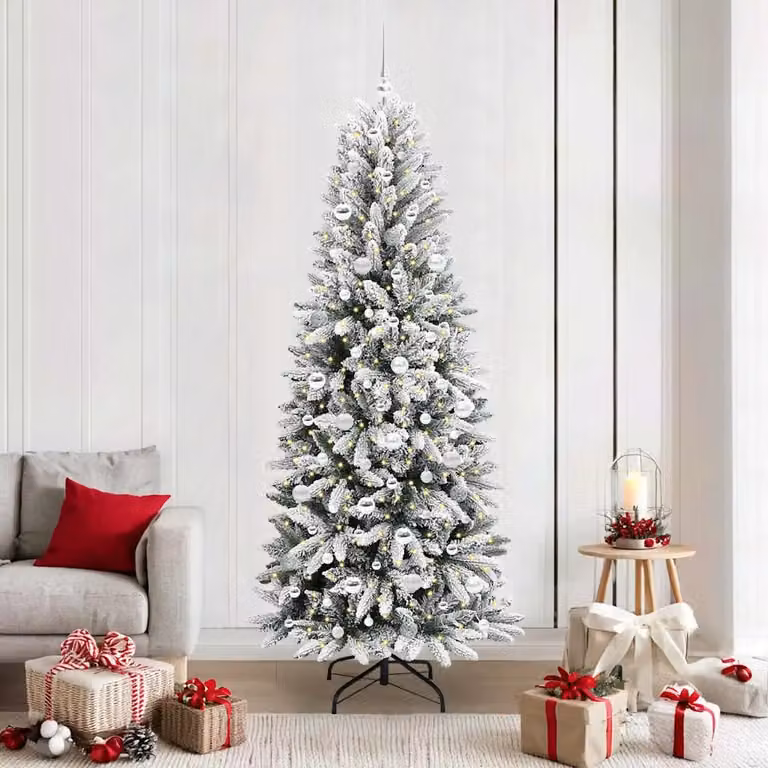Albero di Natale artificiale vidaXL con luci LED bianco e verde, Altezza: 210 cm
