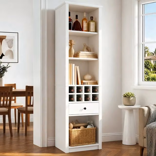 Libreria Minimal in MDF Bianco con Illuminazione Integrata L/P/H: 55 x 40 x 200 cm