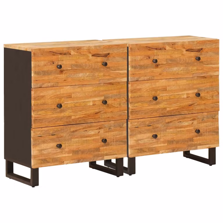 Set di 2 credenze moderne vidaXL in legno di mango massello marrone L: 60 cm, P: 33 cm, H: 75 cm