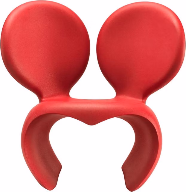 Poltrona in polietilene Qeeboo Don't f**k with the mouse colore rosso opaco L: 85 cm, P: 66 cm, H: 66 cm