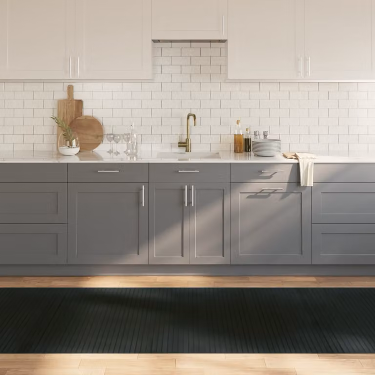Tappeto rettangolare moderno vidaXL in bambù e polipropilene, grigio e nero, antiscivolo, L: 100 cm x P: 400 cm
