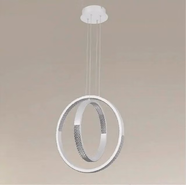 Lampadario a sospensione LED Trade Shop Traesio moderno con effetto cristallo, bianco, 64W, dimmerabile con telecomando