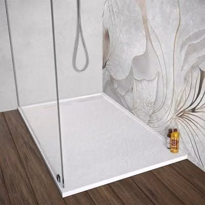 Piatto doccia rettangolare in resina bianca con canalina lineare Argo L: 120 cm, P: 80 cm, H: 3 cm
