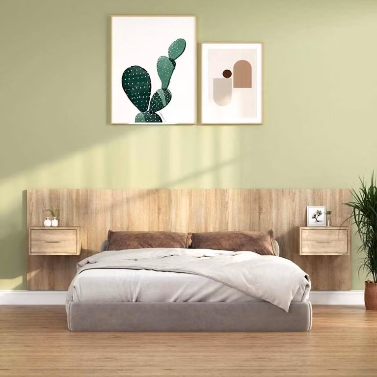 Testiera Letto con Comodini Integrati vidaXL in Legno Multistrato Rovere Sonoma Marrone