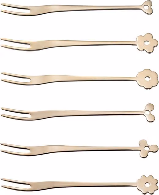Set di 6 forchettine da aperitivo Eme in metallo color oro lucido