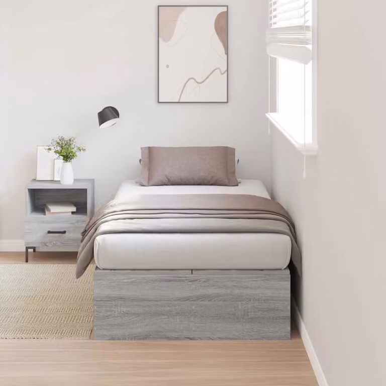 vidaXL Struttura letto con contenitore moderno in legno e MDF Grigio, L 90 cm x P 200 cm