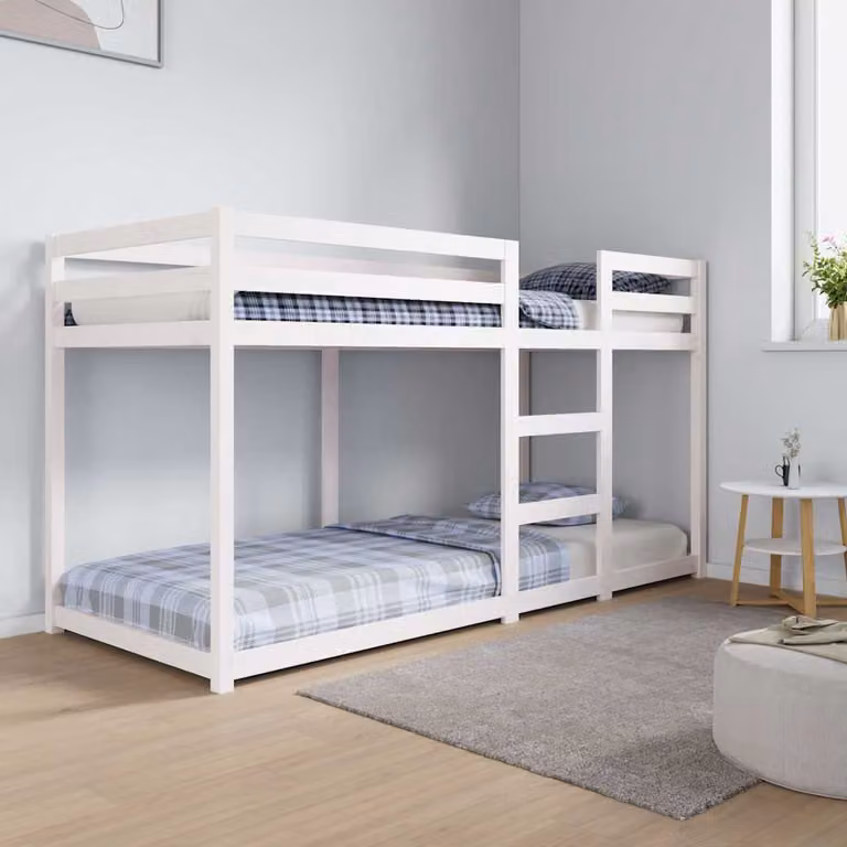 Letto a Castello vidaXL in Legno Massello di Pino Bianco L: 80 cm, P: 200 cm, H: 151 cm