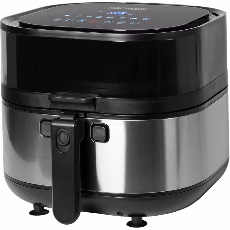 Dictrolux Friggitrice ad aria Spin & Mix con display digitale e timer, 7,2 l, 1800 W, in acciaio inox