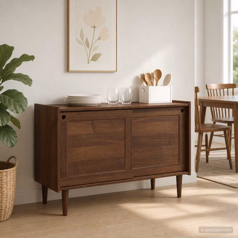 Credenza moderna vidaXL BILBAO in legno di pino, colore marrone, L 114 x P 45 x H 75 cm