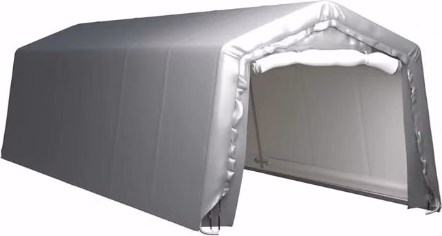 Tenda Deposito Carport con Tetto a Capanna in Acciaio Galvanizzato e Tela Grigia L: 900 cm, P: 300 cm, H: 240 cm