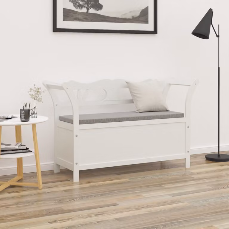 Panca con Scarpiera e Braccioli vidaXL in Legno di Abete Bianco L: 107 cm, P: 45 cm, H: 75,5 cm