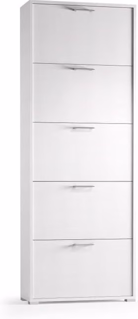 Scarpiera Terraneo con 5 ante a ribalta, bianco, L 67 x H 184 x P 18 cm