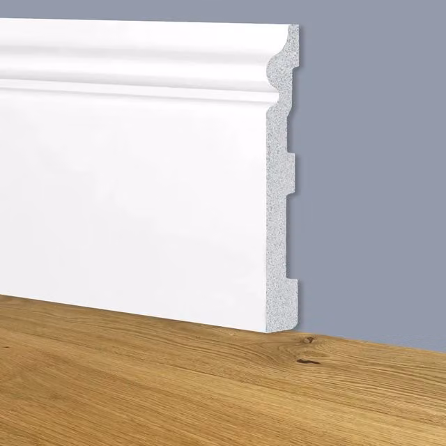 Battiscopa Zoccolino Bianco ETERNAL PARQUET Modello ETNICO in Polimeri Polistrutturato H: 1,9 cm, L: 18 cm, Lunghezza: 200 cm