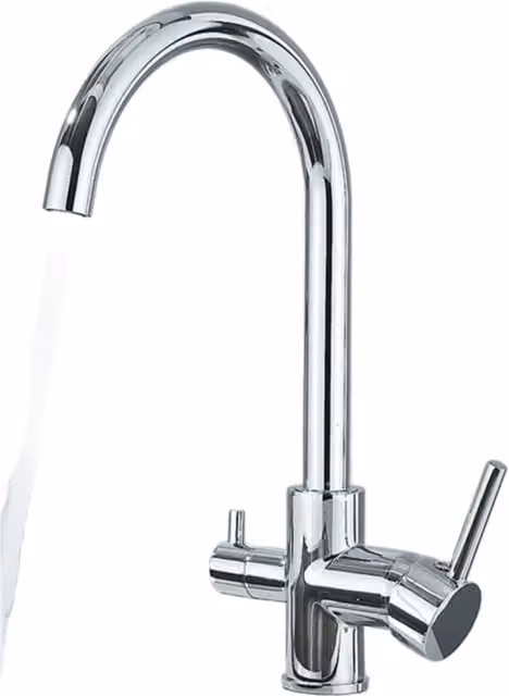 Miscelatore da cucina Klarwerk JULIE con rubinetto a 3 vie per acqua potabile e osmosi, acciaio inossidabile cromato, con beccuccio orientabile a 360 gradi