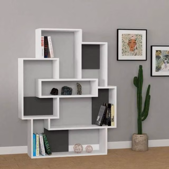 Libreria Barce GIORDANOSHOP bianco e antracite L: 101 cm, P: 22 cm, H: 132 cm