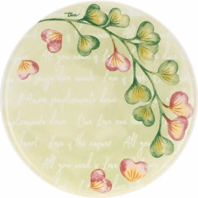 Piatto piano grande Cuori in fiore Thun in porcellana multicolore