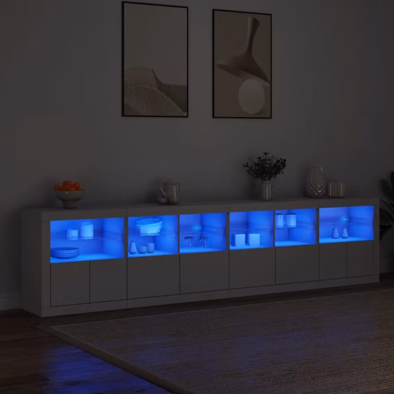 Credenza moderna vidaXL con luci LED bianca L: 283 cm, P: 37 cm, H: 67 cm