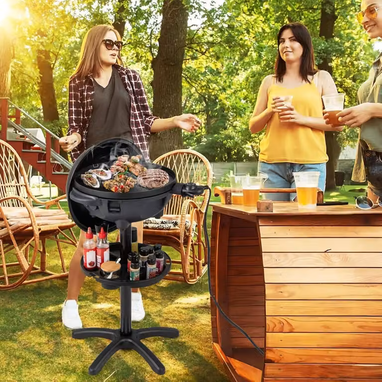 Griglia BBQ elettrica da tavolo Costway 1200W con piastra antiaderente e temperatura regolabile, colore nero