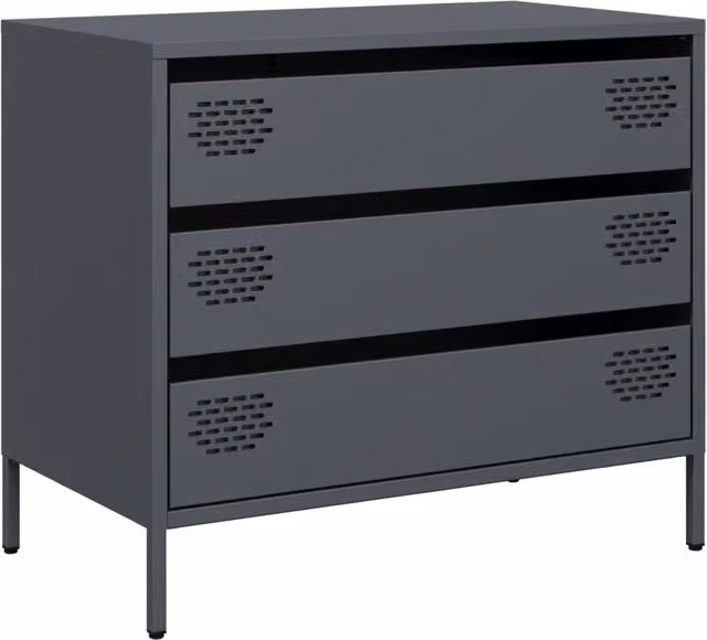 Credenza Buffet Antracite in Acciaio Laminato a Freddo L: 68 cm, P: 39 cm, H: 58,5 cm