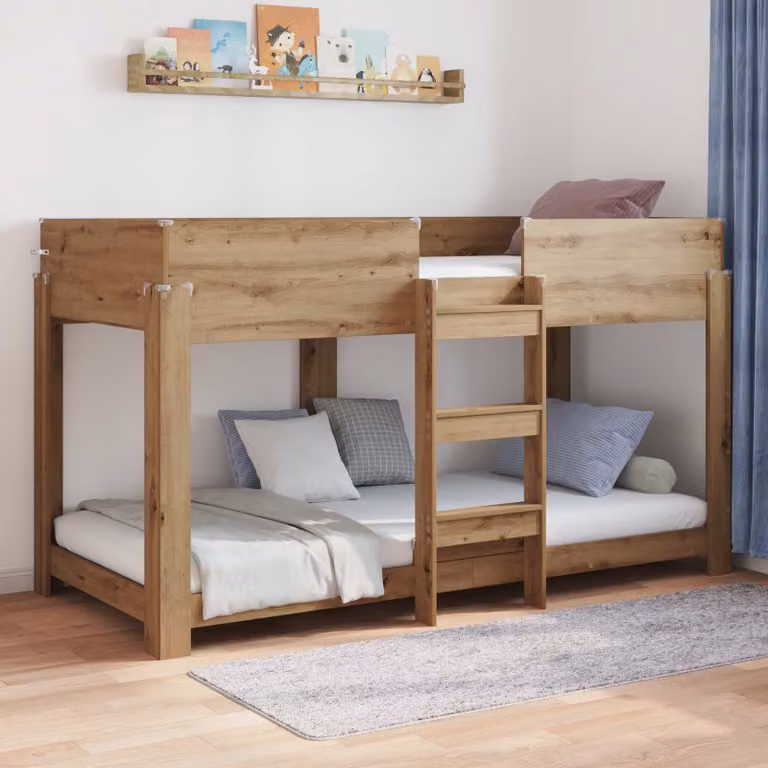 Letto a castello per bambini vidaXL in legno color rovere marrone L/P/H: 190 x 90 x 151 cm
