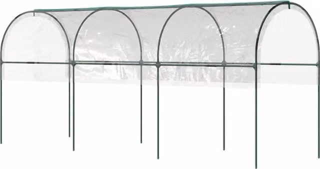 Serra da giardino Outsunny con 4 archi in acciaio e copertura in PVC verde, L: 4 m, P: 1,23 m, H: 1,71 m
