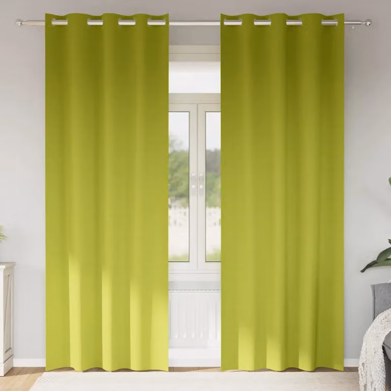 Set di 2 tende blackout vidaXL con anelli in poliestere, colore verde, H: 225 cm x L: 140 cm